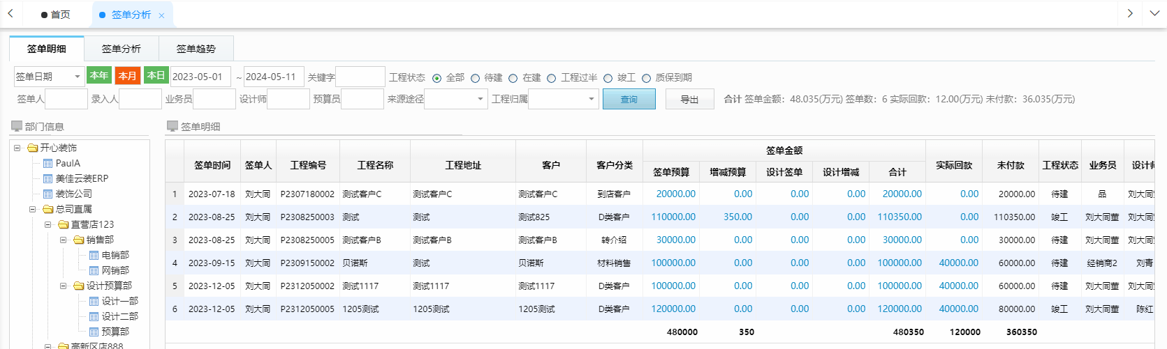 装企ERP管理软件数据统计报表更全面