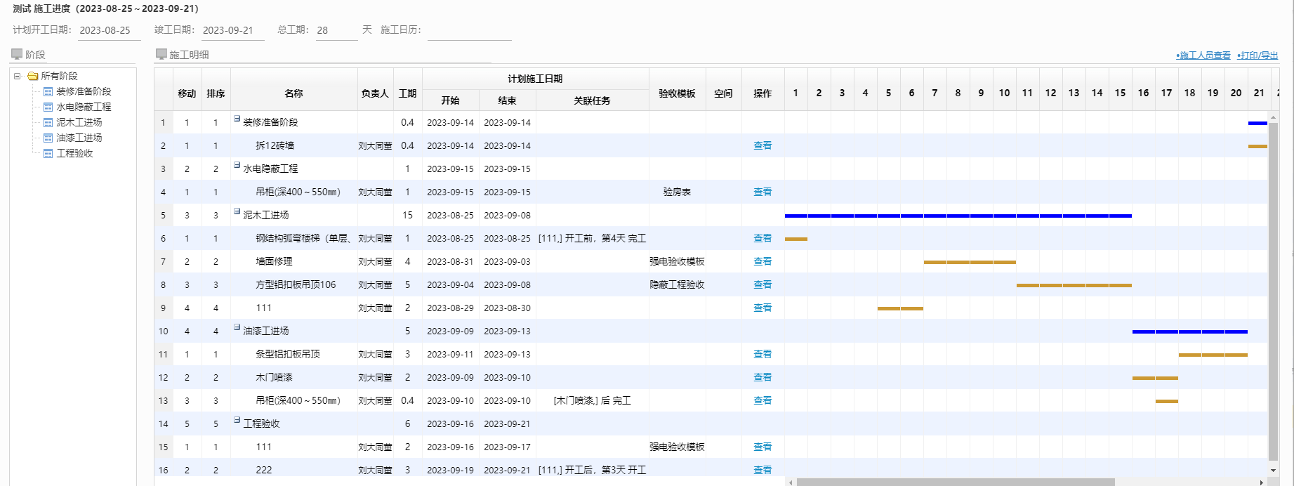 装企ERP工程进度管控功能